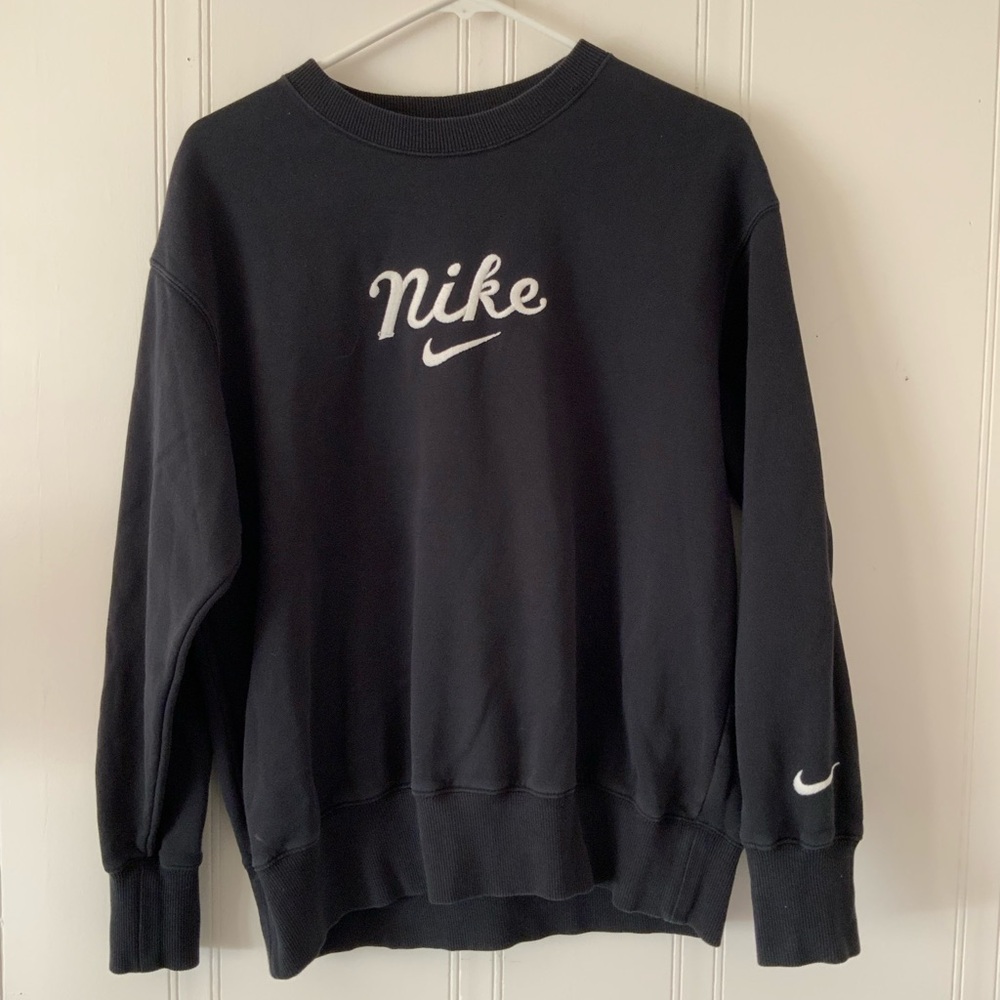 Nike Men's Black Crewneck with White Logo